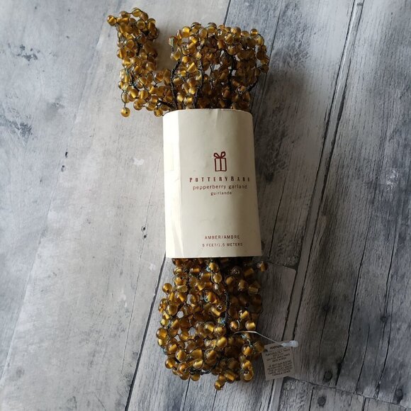 (Set of 2) Pottery Barn Amber PEPPERBERRY GARLAND 5’ Pepper Berry Glass - Picture 2 of 8